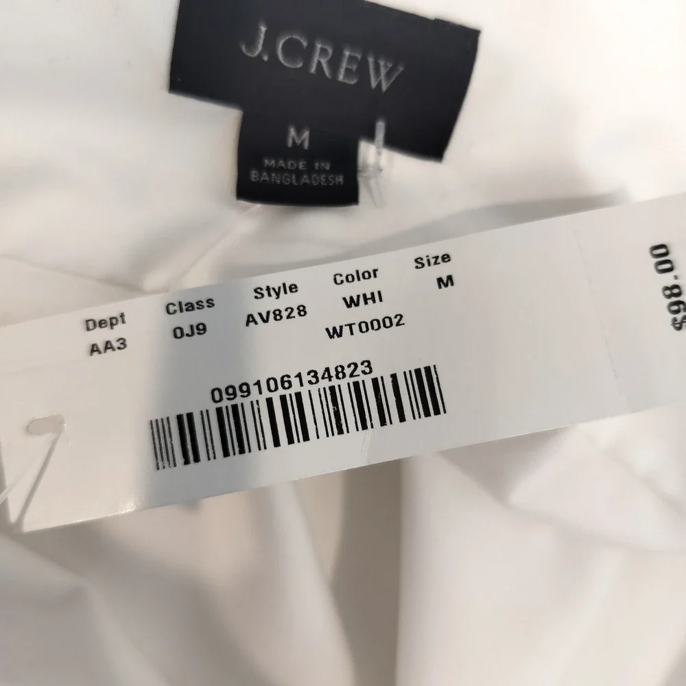 J Crew Wrinkle Free Bowery Dress Shirt Mens Medium Professional White AV828 NWT